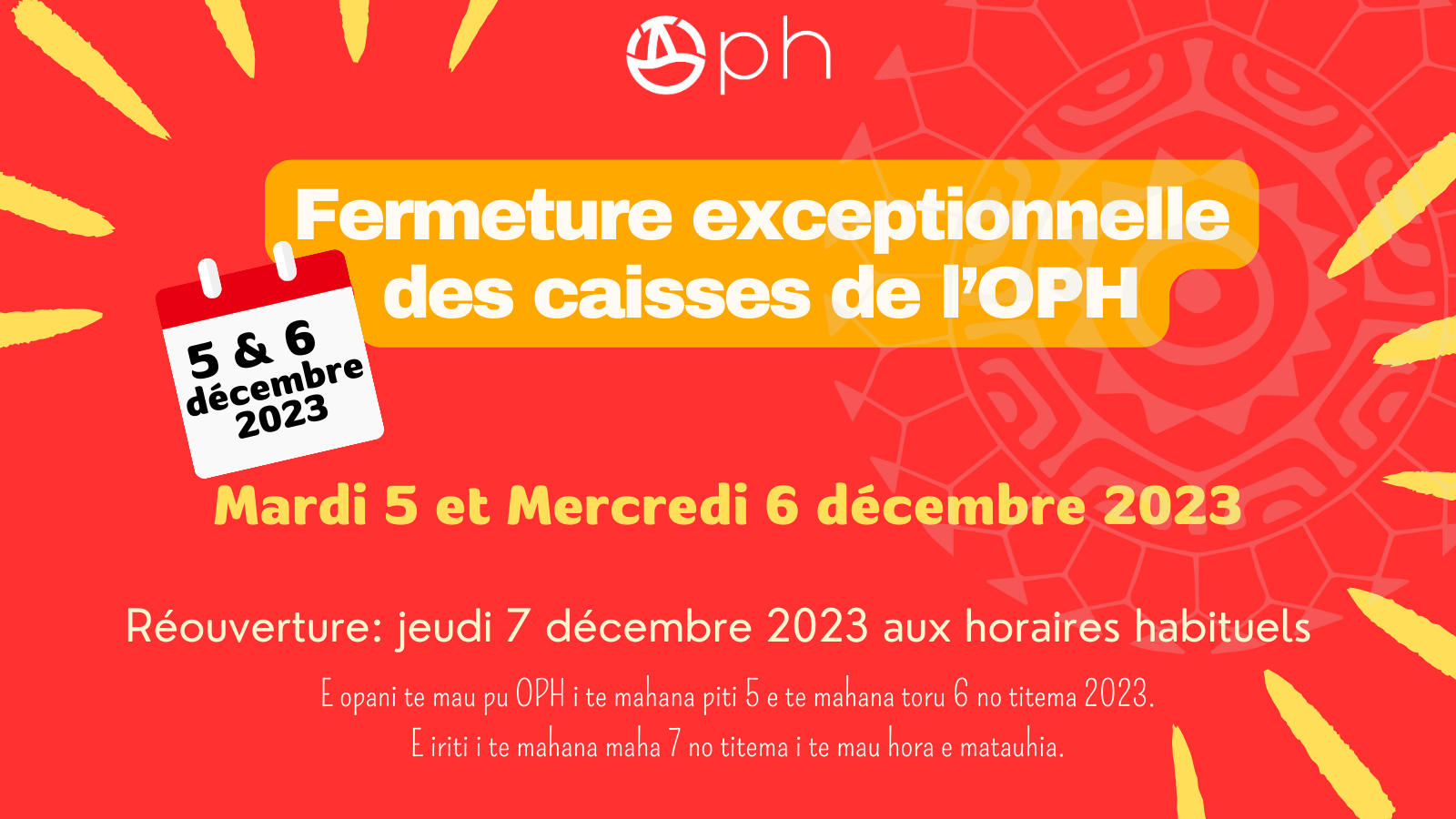 Fermeture exceptionnelle des caisses de l'OPH